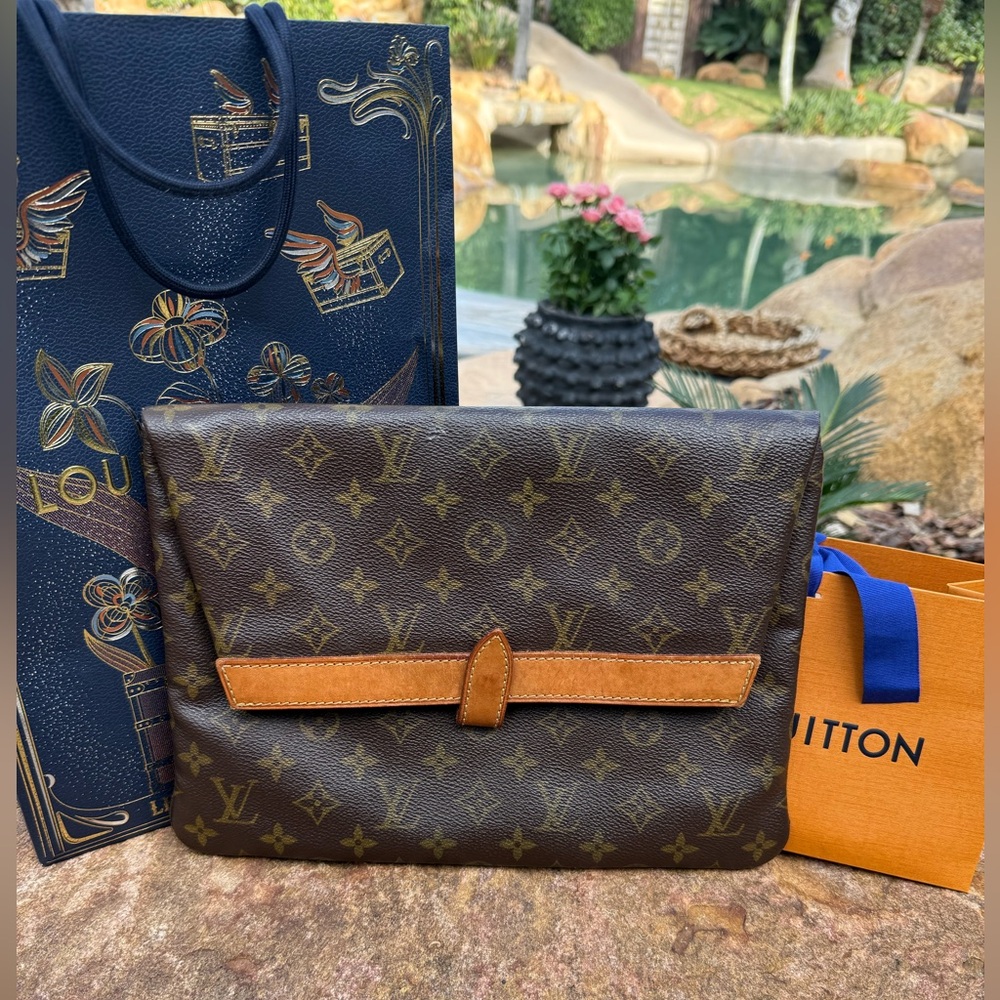 Auth. Pochette super rare vintage Louis Vuitton pliant Monogram Pouch clutch bag